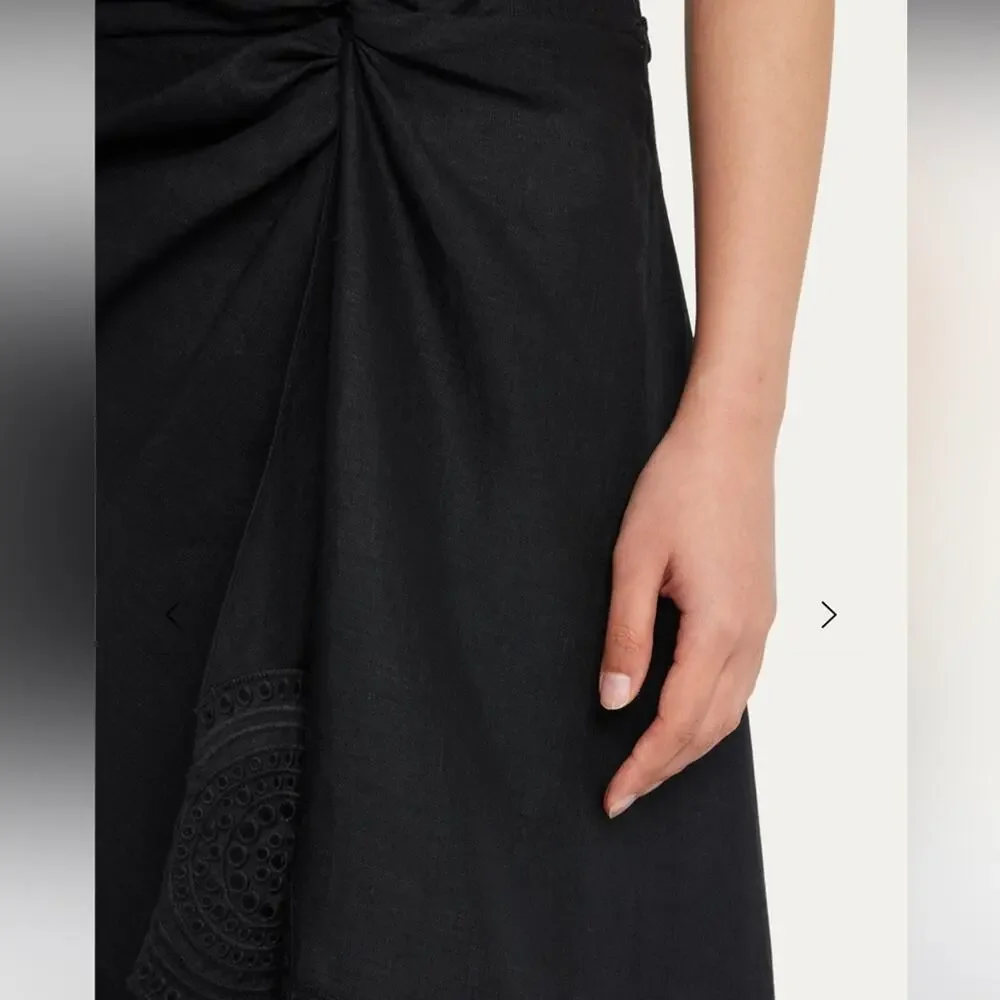 NEW A.L.C. Heather black linen eyelet hi lo skirt